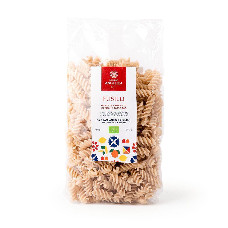 Fusilli, spirales dorées, idéales avec pesto et légumes